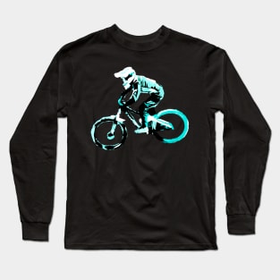 mtb downhill blue Long Sleeve T-Shirt